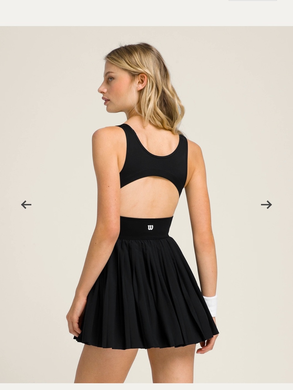 Black Scoop Neck Tennis Dress with Contrast Waist NWT - Picture 3 of 5